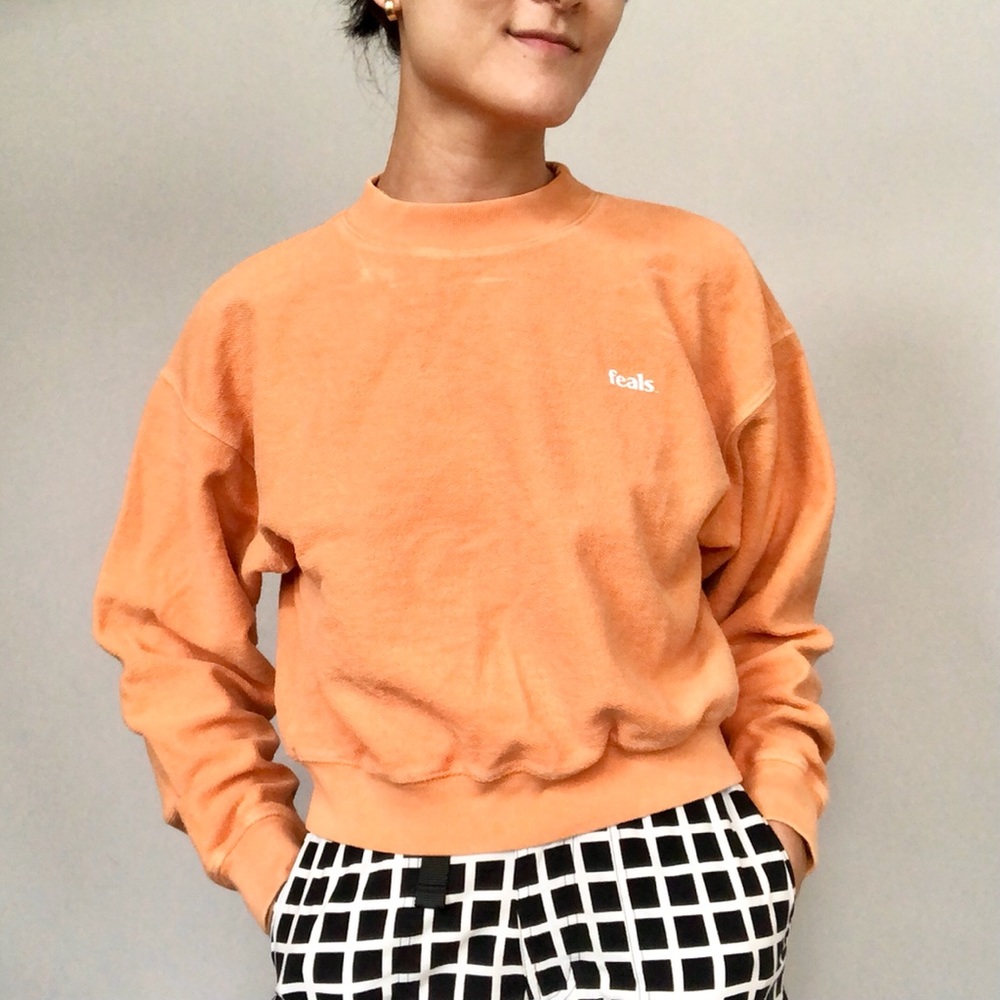 Madhappy x Feals orange cropped sweatshirt